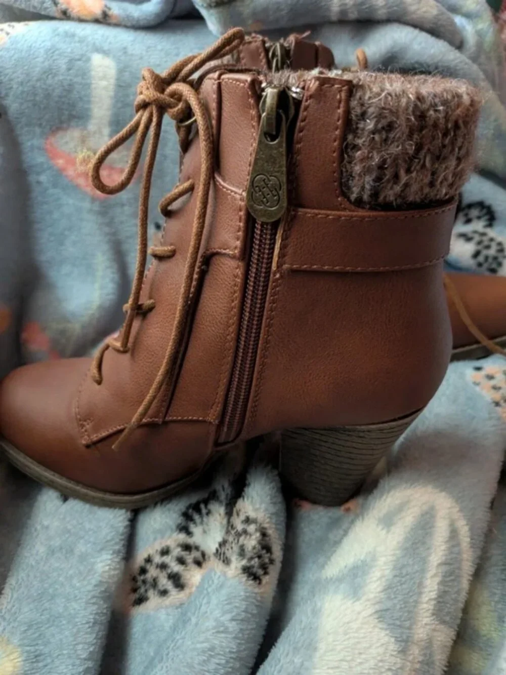 Brown buckle boots w heels